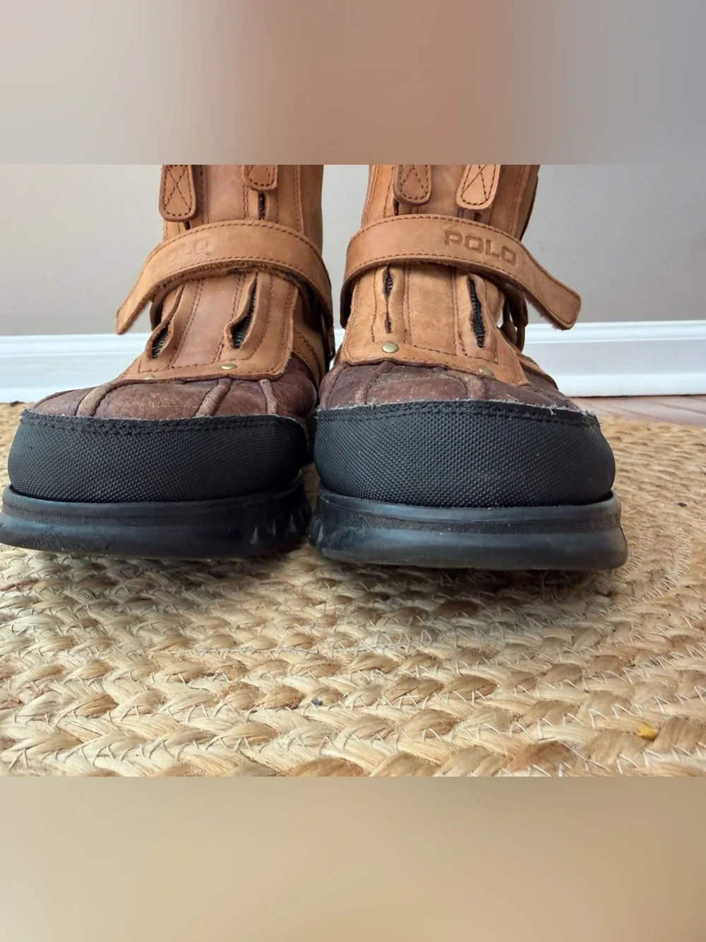 Polo Ralph Lauren Conquest Hi III Duck Boots Tan Brown Leather Men’s Size 10.5 D